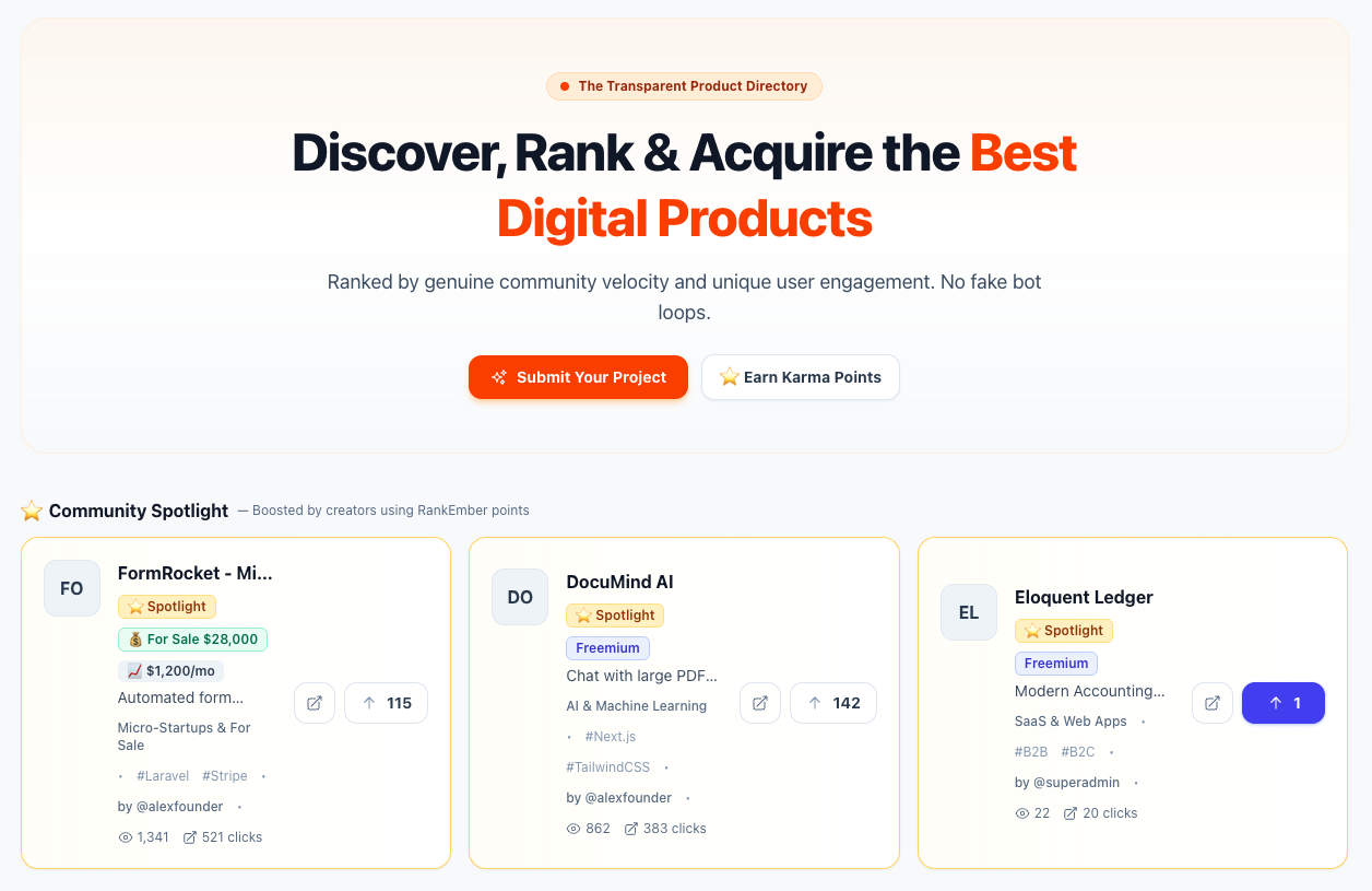 RankEmber - Discover & Rank Top SaaS, AI Tools & Micro-Startups
